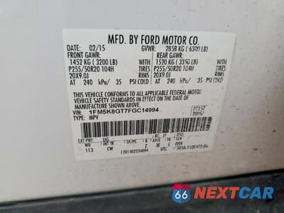 Zdjęcie 13 z 13 samochodu: 2015 FORD EXPLORER SPORT VIN:1FM5K8GT7FGC14994 - miniatura