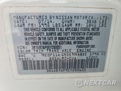 Zdjęcie 12 z 12 samochodu: 2014 NISSAN SENTRA SR VIN:3N1AB7AP9EY280651 - miniatura