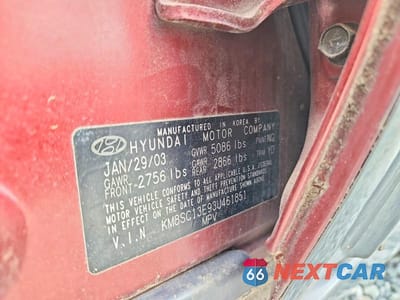 Zdjęcie 12 z 12 samochodu: 2003 HYUNDAI SANTA FE GLS VIN:KM8SC13E93U461851 - miniatura