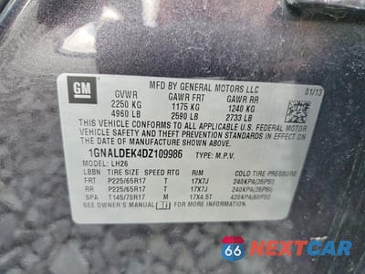 Zdjęcie 14 z 14 samochodu: 2013 CHEVROLET EQUINOX LT VIN:1GNALDEK4DZ109986 - miniatura