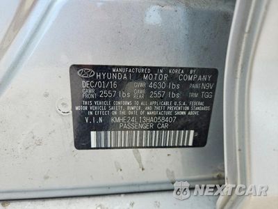 Zdjęcie 13 z 13 samochodu: 2017 HYUNDAI SONATA HYBRID SE VIN:KMHE24L13HA058407 - miniatura