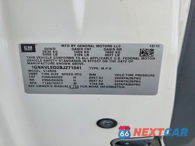 Zdjęcie 13 z 13 samochodu: 2011 CHEVROLET TRAVERSE LTZ VIN:1GNKVLED2BJ271041 - miniatura