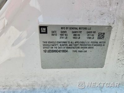 Zdjęcie 13 z 13 samochodu: 2012 CHEVROLET SONIC LT VIN:1G1JC5SH6C4218834 - miniatura