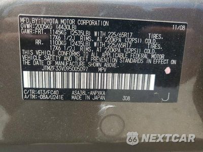Zdjęcie 13 z 13 samochodu: 2009 TOYOTA RAV4 BASE VIN:JTMZF33V095005097 - miniatura