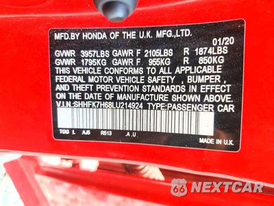 Zdjęcie 12 z 12 samochodu: 2020 HONDA CIVIC EX VIN:SHHFK7H68LU214924 - miniatura