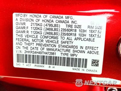 Zdjęcie 12 z 12 samochodu: 2026 HONDA CR-V EX VIN:2HKRS4H49TH472981 - miniatura