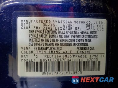 Zdjęcie 12 z 12 samochodu: 2018 NISSAN SENTRA SV VIN:3N1AB7AP1JY340903 - miniatura