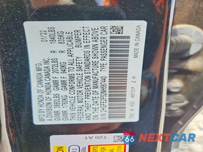 Zdjęcie 12 z 12 samochodu: 2022 HONDA CIVIC SPORT VIN:2HGFE2F52NH567440 - miniatura