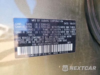 Zdjęcie 14 z 14 samochodu: 2021 SUBARU OUTBACK TOURING VIN:4S4BTGPDXM3214494 - miniatura