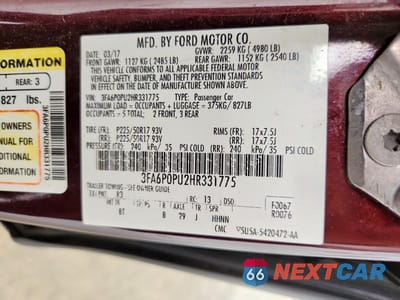 Zdjęcie 12 z 12 samochodu: 2017 FORD FUSION SE PHEV VIN:3FA6P0PU2HR331775 - miniatura