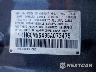 Zdjęcie 12 z 12 samochodu: 2005 HONDA ACCORD LX VIN:1HGCM56495A073475 - miniatura