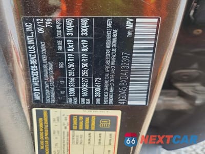 Zdjęcie 13 z 13 samochodu: 2013 MERCEDES-BENZ ML 350 VIN:4JGDA5JBXDA132397 - miniatura