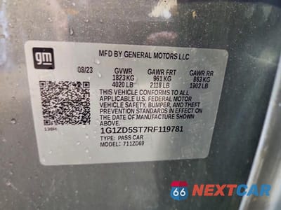 Zdjęcie 12 z 12 samochodu: 2024 CHEVROLET MALIBU LT VIN:1G1ZD5ST7RF119781 - miniatura
