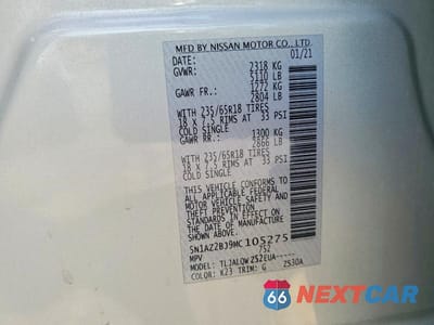 Zdjęcie 13 z 13 samochodu: 2021 NISSAN MURANO SV VIN:5N1AZ2BJ9MC105275 - miniatura
