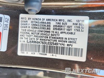 Zdjęcie 12 z 12 samochodu: 2013 HONDA CR-V EXL VIN:5J6RM4H76DL032549 - miniatura