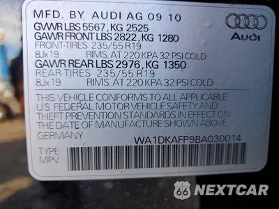 Zdjęcie 13 z 13 samochodu: 2011 AUDI Q5 PREMIUM PLUS VIN:WA1DKAFP9BA030014 - miniatura