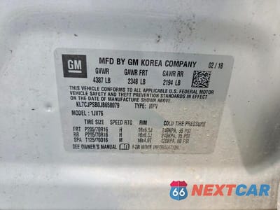 Zdjęcie 13 z 13 samochodu: 2018 CHEVROLET TRAX 1LT VIN:KL7CJPSB0JB658079 - miniatura