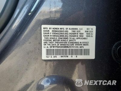 Zdjęcie 13 z 13 samochodu: 2016 HONDA PILOT EX VIN:5FNYF6H3XGB062374 - miniatura