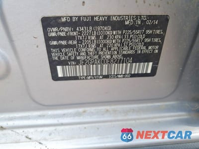 Zdjęcie 12 z 12 samochodu: 2014 SUBARU XV CROSSTREK 2.0 LIMITED VIN:JF2GPAKC0E8277104 - miniatura