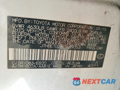 Zdjęcie 12 z 12 samochodu: 2015 LEXUS IS 350 VIN:JTHBE1D28F5019353 - miniatura