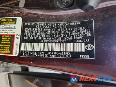 Zdjęcie 12 z 12 samochodu: 2012 TOYOTA AVALON LIMITED VIN:4T1BK3DB6CU473362 - miniatura