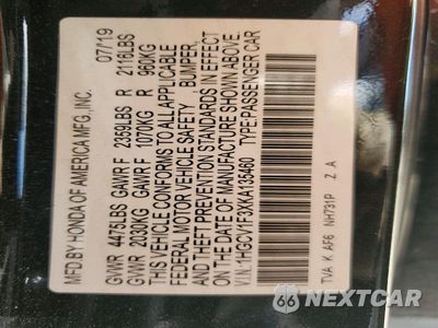 Zdjęcie 13 z 13 samochodu: 2019 HONDA ACCORD SPORT VIN:1HGCV1F3XKA135460 - miniatura