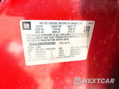 Zdjęcie 12 z 12 samochodu: 2015 CHEVROLET EQUINOX LT VIN:2GNALCEK0F6355992 - miniatura