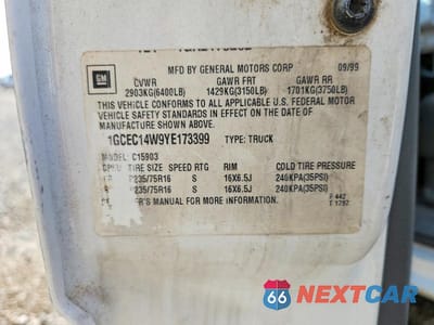 Zdjęcie 12 z 12 samochodu: 2000 CHEVROLET SILVERADO C1500 VIN:1GCEC14W9YE173399 - miniatura