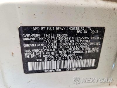 Zdjęcie 13 z 13 samochodu: 2015 SUBARU XV CROSSTREK 2.0 PREMIUM VIN:JF2GPADC3F8269979 - miniatura