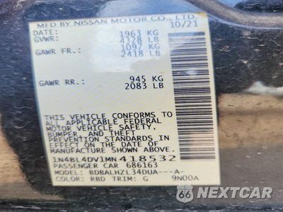 Zdjęcie 12 z 12 samochodu: 2021 NISSAN ALTIMA SV VIN:1N4BL4DV1MN418532 - miniatura