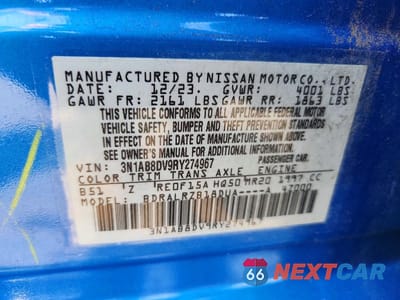 Zdjęcie 12 z 12 samochodu: 2024 NISSAN SENTRA SR VIN:3N1AB8DV9RY274967 - miniatura