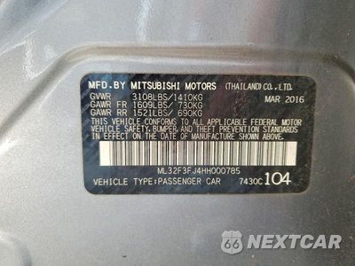 Zdjęcie 12 z 12 samochodu: 2017 MITSUBISHI MIRAGE G4 ES VIN:ML32F3FJ4HH000785 - miniatura