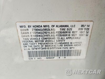 Zdjęcie 12 z 12 samochodu: 2014 HONDA PILOT TOURING VIN:5FNYF3H91EB025584 - miniatura
