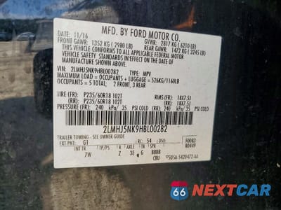 Zdjęcie 13 z 13 samochodu: 2017 LINCOLN MKT VIN:2LMHJ5NK9HBL00282 - miniatura