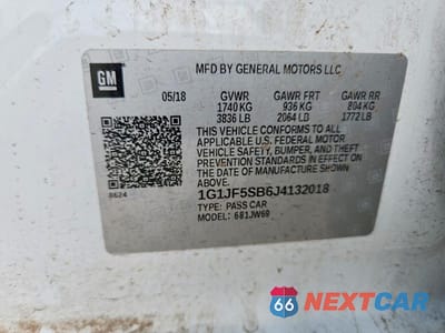 Zdjęcie 12 z 12 samochodu: 2018 CHEVROLET SONIC PREMIER VIN:1G1JF5SB6J4132018 - miniatura
