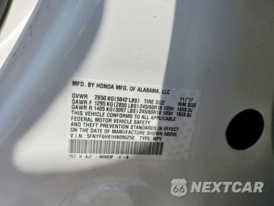 Zdjęcie 13 z 13 samochodu: 2017 HONDA PILOT EXL VIN:5FNYF6H81HB096250 - miniatura