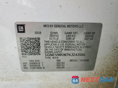 Zdjęcie 13 z 13 samochodu: 2019 CHEVROLET TRAVERSE LT VIN:1GNEVMKW7KJ243986 - miniatura