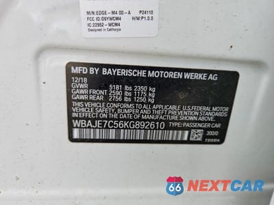 Zdjęcie 13 z 13 samochodu: 2019 BMW 540 XI VIN:WBAJE7C56KG892610 - miniatura