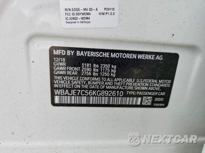 Zdjęcie 13 z 13 samochodu: 2019 BMW 540 XI VIN:WBAJE7C56KG892610 - miniatura