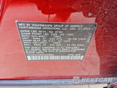 Zdjęcie 13 z 13 samochodu: 2022 VOLKSWAGEN ATLAS SE VIN:1V2KR2CA9NC560859 - miniatura