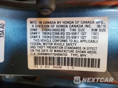 Zdjęcie 13 z 13 samochodu: 2016 HONDA CR-V EXL VIN:2HKRM4H77GH694705 - miniatura