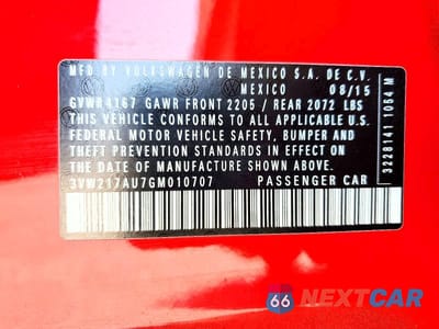 Zdjęcie 12 z 12 samochodu: 2016 VOLKSWAGEN GOLF S/SE VIN:3VW217AU7GM010707 - miniatura