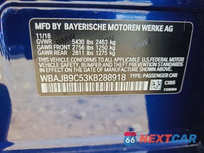Zdjęcie 12 z 12 samochodu: 2019 BMW M550XI VIN:WBAJB9C53KB288918 - miniatura