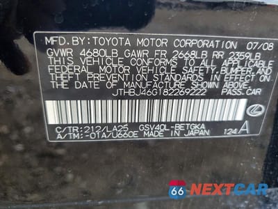 Zdjęcie 12 z 12 samochodu: 2008 LEXUS ES 350 VIN:JTHBJ46G182269222 - miniatura
