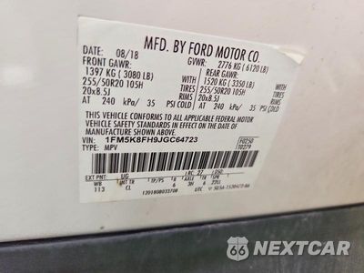Zdjęcie 13 z 13 samochodu: 2018 FORD EXPLORER LIMITED VIN:1FM5K8FH9JGC64723 - miniatura