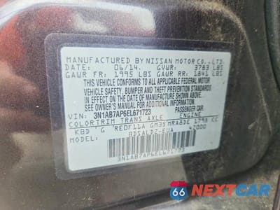 Zdjęcie 12 z 12 samochodu: 2014 NISSAN SENTRA SV VIN:3N1AB7AP6EL671723 - miniatura
