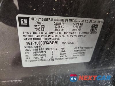 Zdjęcie 12 z 12 samochodu: 2015 GMC SIERRA C1500 SLE VIN:3GTP1UEC0FG488926 - miniatura