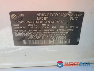 Zdjęcie 12 z 12 samochodu: 2018 BMW 320 I VIN:WBA8E1G51JNU89604 - miniatura