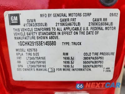 Zdjęcie 13 z 13 samochodu: 2003 CHEVROLET SILVERADO K2500 HEAVY DUTY VIN:1GCHK29153E145580 - miniatura