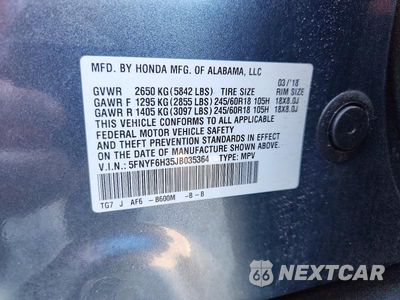 Zdjęcie 12 z 12 samochodu: 2018 HONDA PILOT EX VIN:5FNYF6H35JB035364 - miniatura